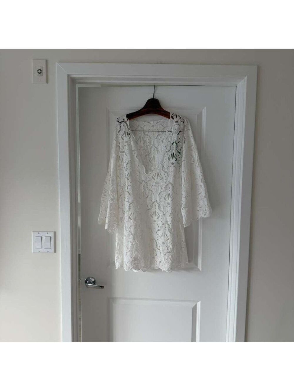 Farm Rio White Seashell Eyelet Mini Dress - Picture 2 of 8